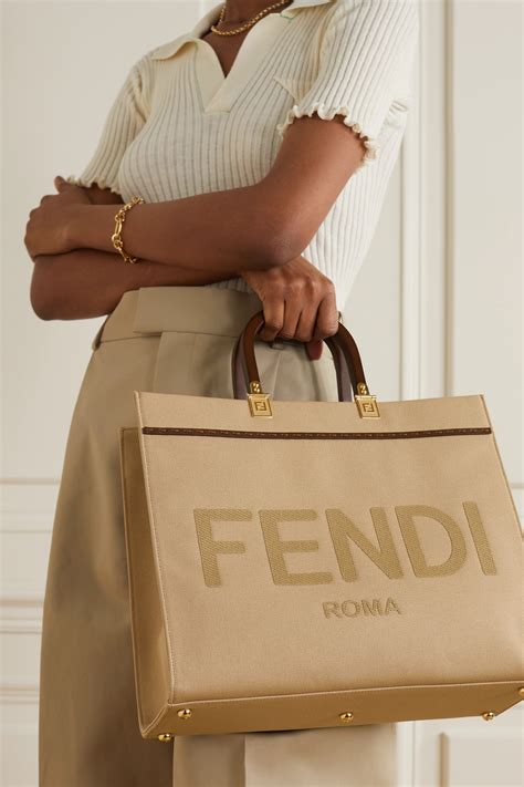 fendi roma canvas tote|fendi sunshine shopper tote.